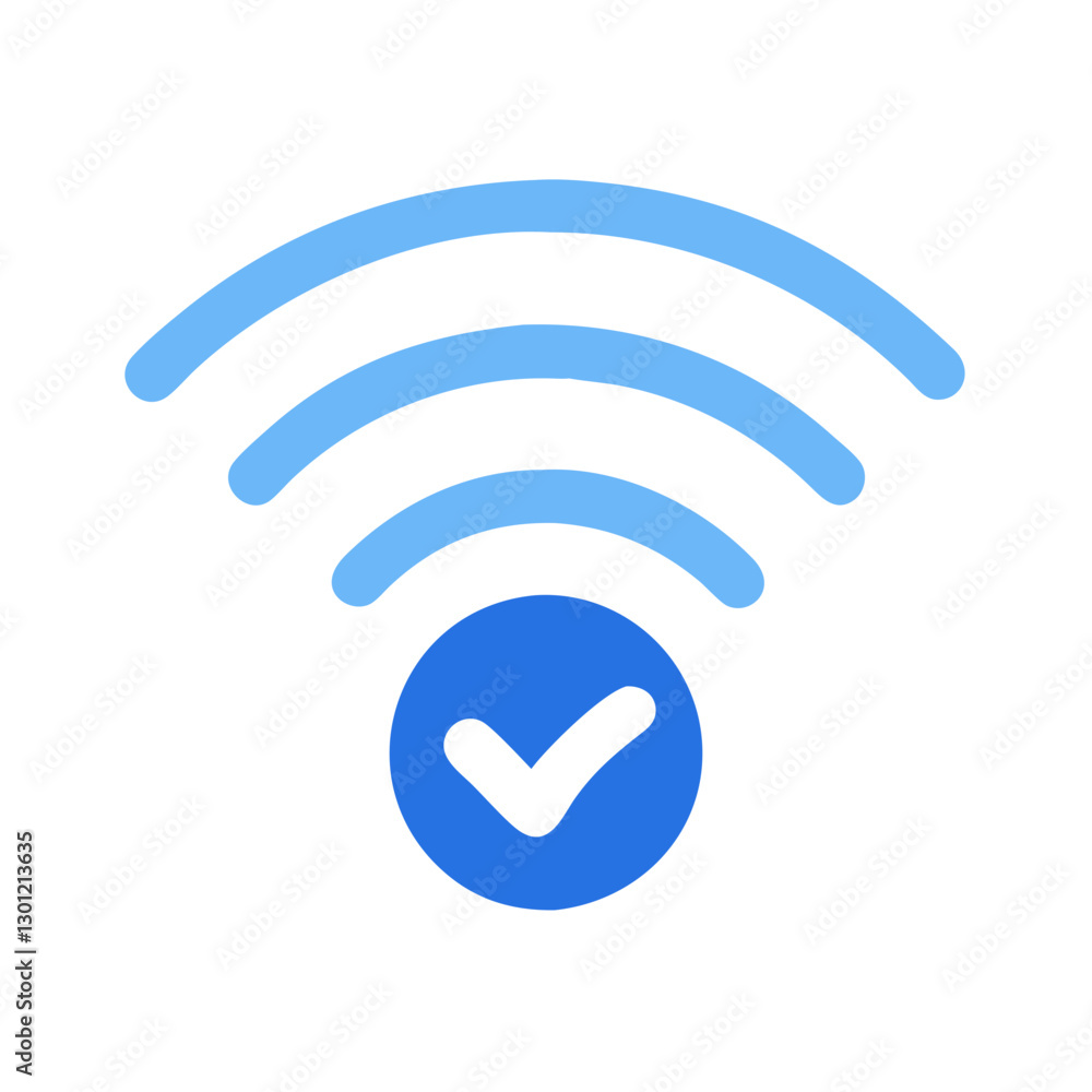 Wireless internet connection checkmark icon Wireless internet connection checkmark icon