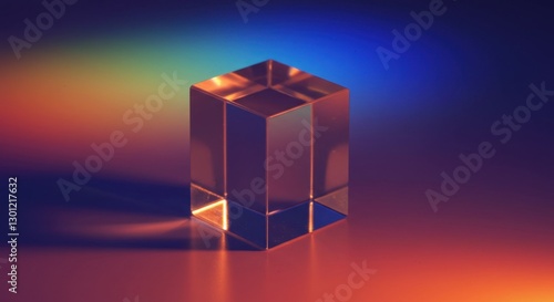 Glass Prism Reflecting Light Against Rainbow