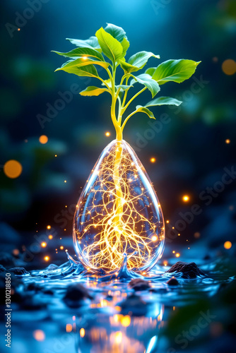 Floating Energy Seed – Futuristic Growth and Sustainable Future Concept