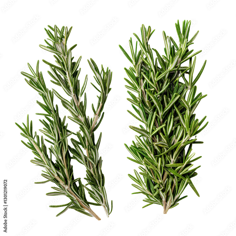 Fototapeta premium Fresh rosemary sprigs culinary herb aromatic cooking ingredient isolated transparent background