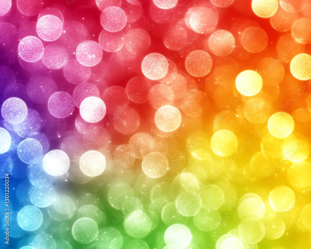 Obraz premium Rainbow bokeh background, shining bright, abstract festive, cheerful