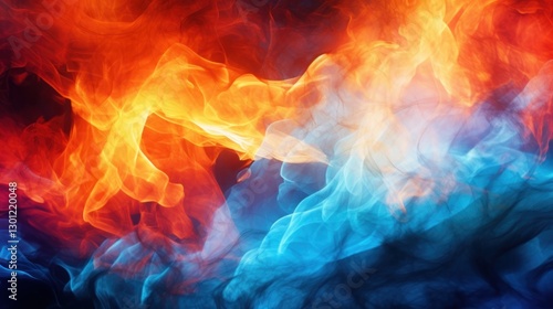 Abstract interplay of vibrant fire and ice formations background design