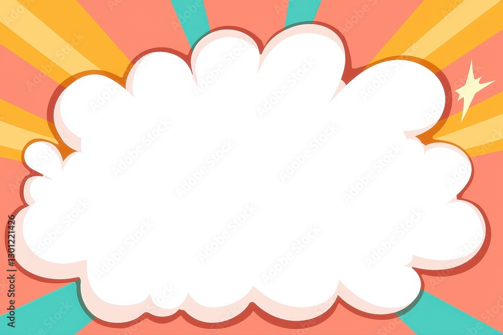 Speech bubble with white cloud and colorful pop art background in comic style design Speech bubble with white cloud and colorful pop art background in comic style design