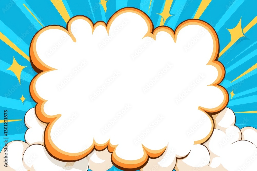 Speech bubble with white cloud in the center comic pop art text box vintage newspaper style