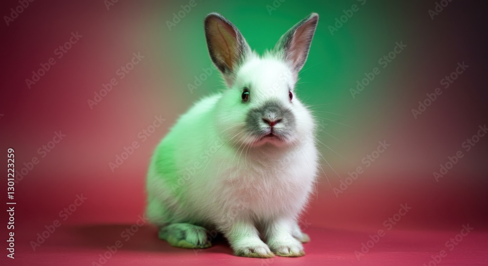 Obraz premium Fluffy White Rabbit Posing for the Camera