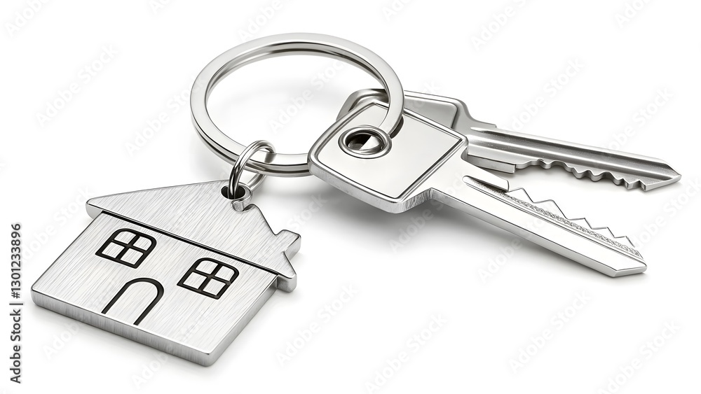 Silver Keys with House Keychain Symbol of Home & Security V3