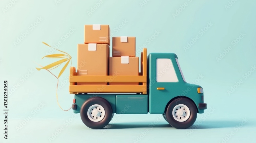 Fast Shipping Delivery Truck with Multiple Packages Fast Shipping Delivery Truck with Multiple Packages