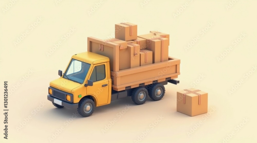 Fast Shipping Delivery Truck with Multiple Packages Fast Shipping Delivery Truck with Multiple Packages