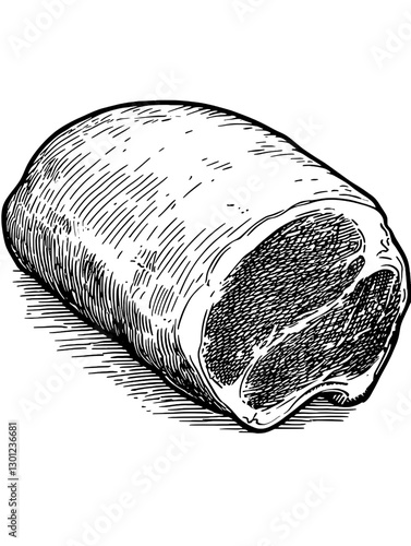 Engraved vector illustration of a meat cut for culinary product design inspiration
