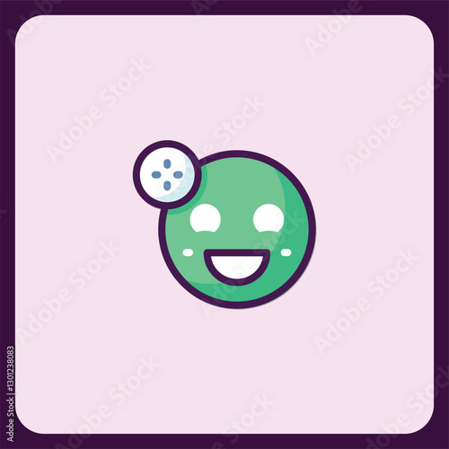 Happy Green Emoticon Icon with Snowflake Design