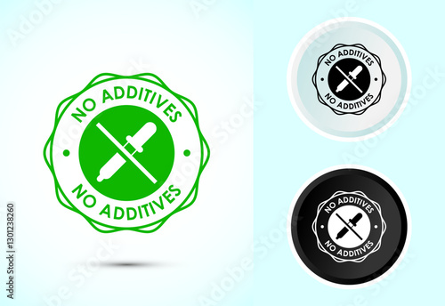 Additives free icon design illustration. No additives symbol for food packaging, Color black and white