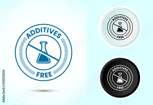 Additives free icon design illustration. No additives symbol for food packaging, Color black and white