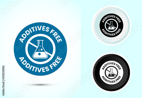 Additives free icon design illustration. No additives symbol for food packaging, Color black and white