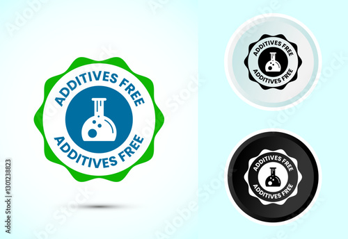 Additives free icon design illustration. No additives symbol for food packaging, Color black and white