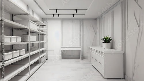 Wallpaper Mural White minimalist interior with storage system Torontodigital.ca