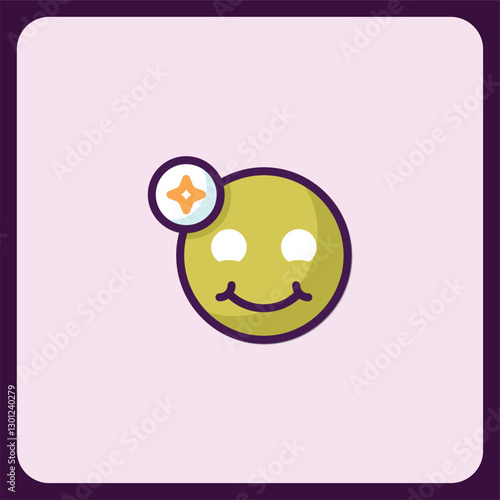 Happy Emoji Icon with Star Design Element for Positive Feedback or Success