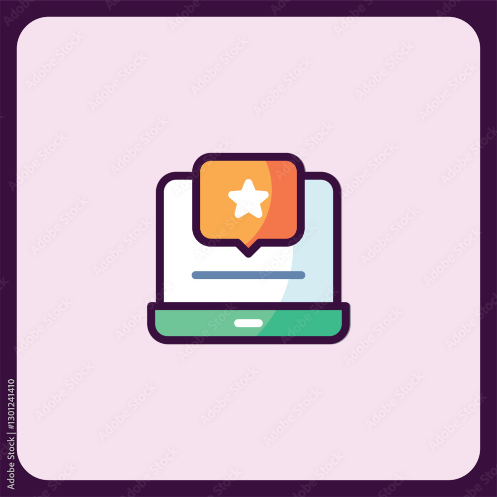 Laptop with Star Rating Feedback Icon Illustration Laptop with Star Rating Feedback Icon Illustration