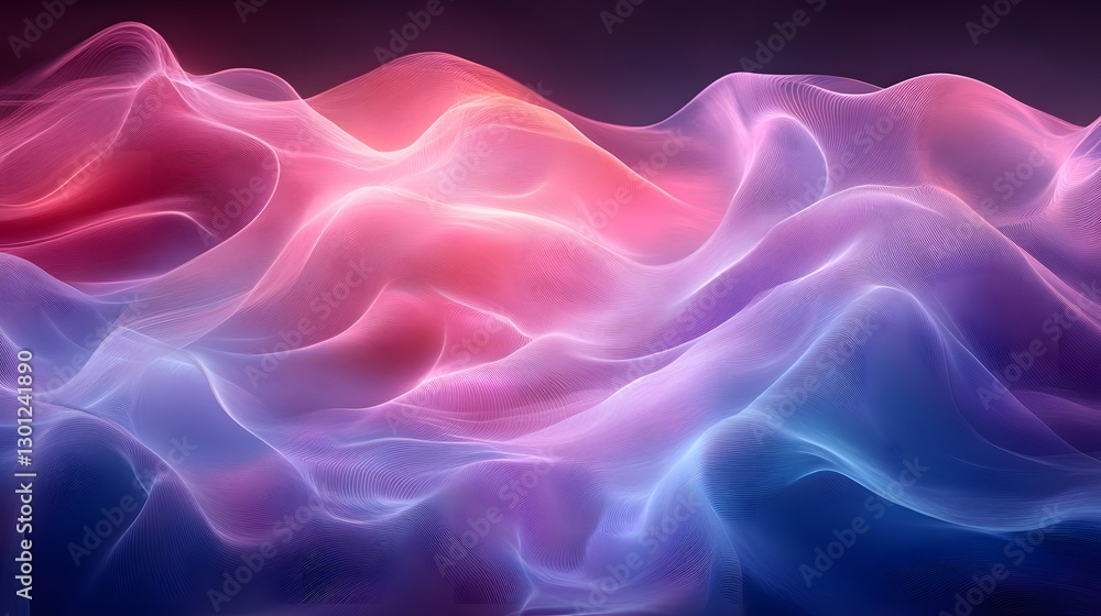 Obraz premium Sleek and Stylish Abstract Waves with Merging Pink and Blue Tones for Effective Designs