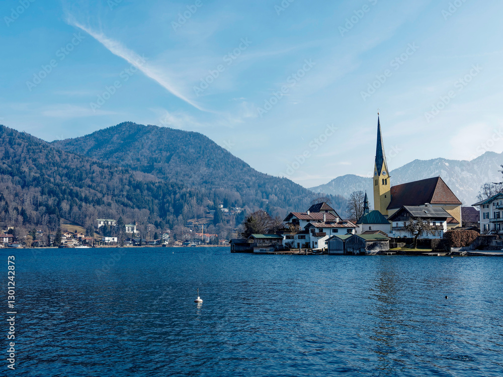 Rottach-Egern on the southwestern shore of Lake Tegernsee in Bavaria Alps
Rottach-Egern on the southwestern shore of Lake Tegernsee in Bavaria Alps