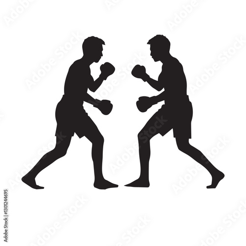 muay thai silhouettes white background