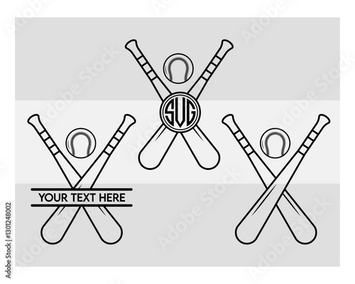 Baseball Bat Monogram, Baseball Bat Silhouette, Sports Svg, Baseball Stick Svg, Bat Svg, Baseball Bat Png, Baseball Svg Images, Cut Files, Split Monogram, Circle Monogram 