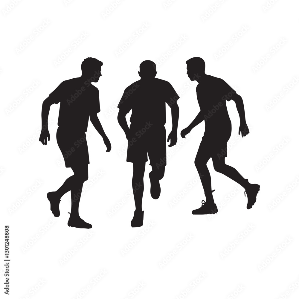 Obraz premium Silhouettes illustration of Amputee football player. Disabled athletes with different action, pose. Isolated on white background. Graphic vector