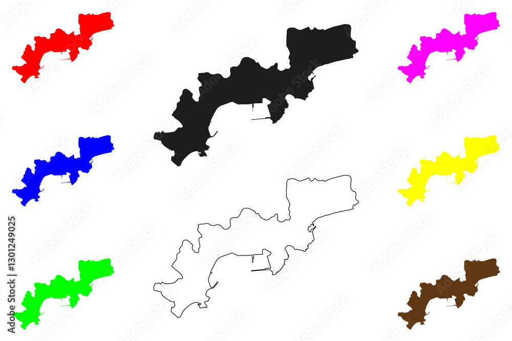 Naklejka premium Kavala city (Greece, Hellenic Republic, Eastern Macedonia and Thrace region) map vector illustration, scribble sketch Kavala map