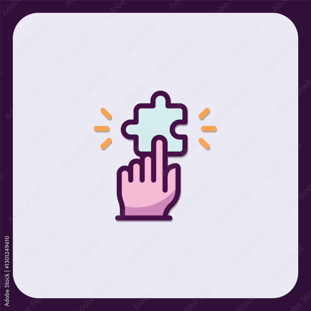 Hand connecting puzzle piece, business solution concept, creative idea Hand connecting puzzle piece, business solution concept, creative idea