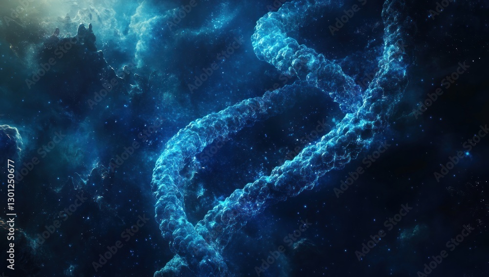 Glowing DNA helix in cosmic nebula. Glowing DNA helix in cosmic nebula.