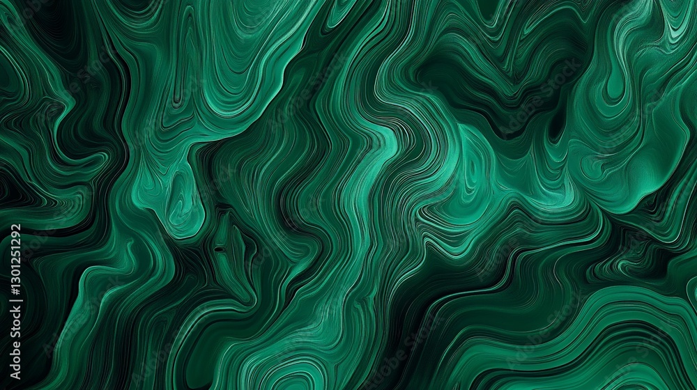 Abstract swirling lines in dark and light green creating a fluid texture art