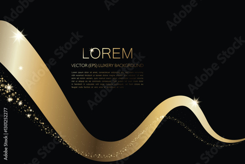 Premium elegant luxury dark background with glamorous gold elements and stardust for presentations, greetings and advertising. Vector, EPS, editable elements
