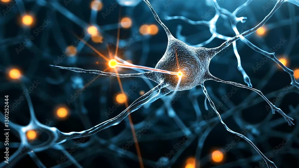 Brain neurons glowing intensely, forming a web of active connections that transmit electrical impulses, symbolizing mental energy, memory formation, and cognitive function.