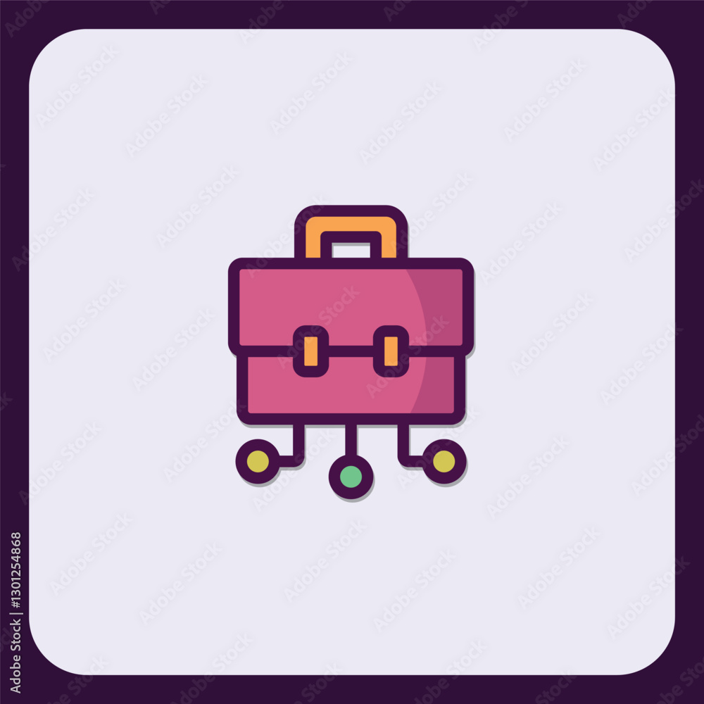 Vibrant Briefcase Icon Displaying a Network Connection for Modern Business Vibrant Briefcase Icon Displaying a Network Connection for Modern Business