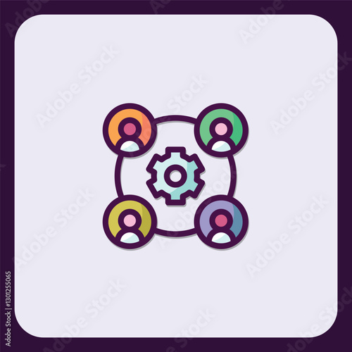 Colorful teamwork and system administration icon representing a social network