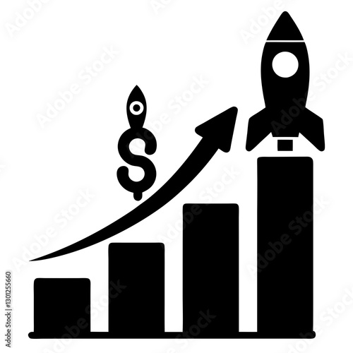 Business Growth and Financial Success with Rocket Launch – Economic Vector

