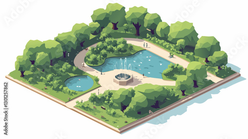 Isometric View of Central Park- New York's Green Oasis .eps