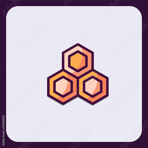 Minimalist Icon Representing Honeycomb Structure with Warm Tones Design