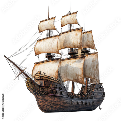 Obraz na płótnie Pirate ship model isolated on transparent background