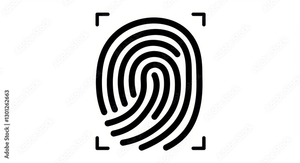 Bold Black Fingerprint Biometric Authentication Illustration Bold Black Fingerprint Biometric Authentication Illustration
