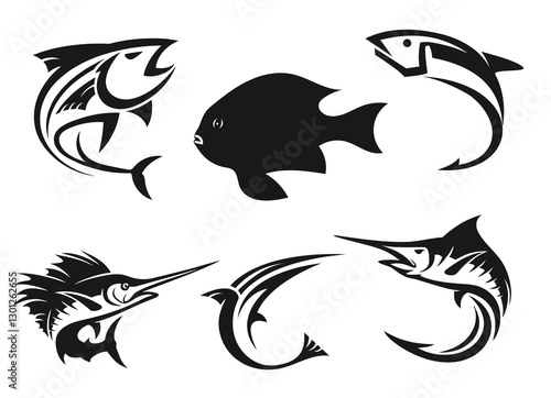 fish hunting Deer Duck and minimalist logo design	