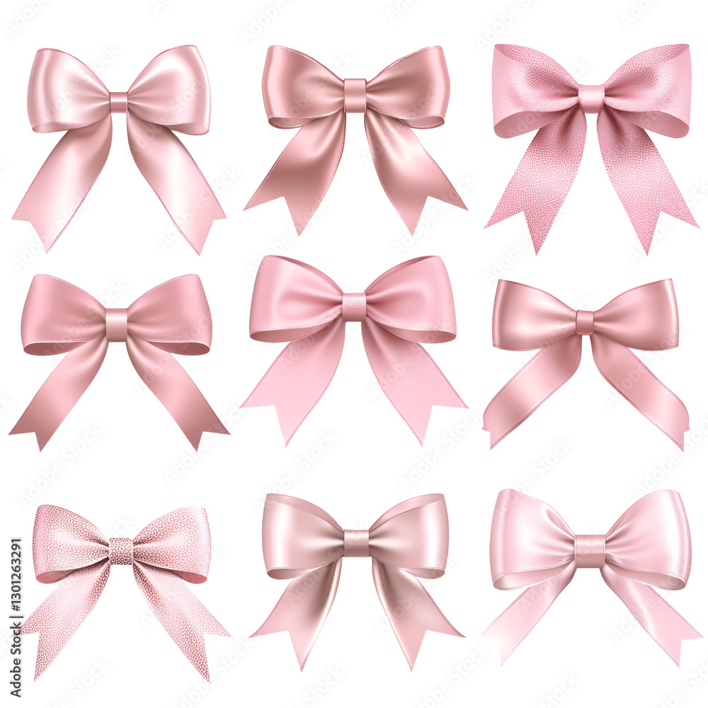 Pink ribbon bow isolated on transparent background Pink ribbon bow isolated on transparent background