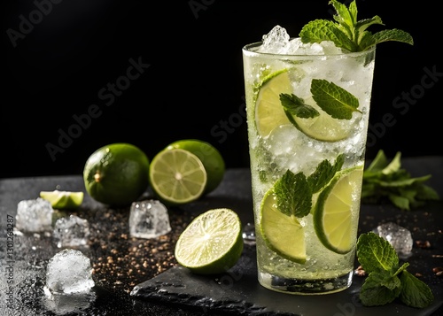 Wallpaper Mural Refreshing Summer Mojito: A Classic Cocktail with Lime, Mint, and Ice in a Tall Glass Torontodigital.ca