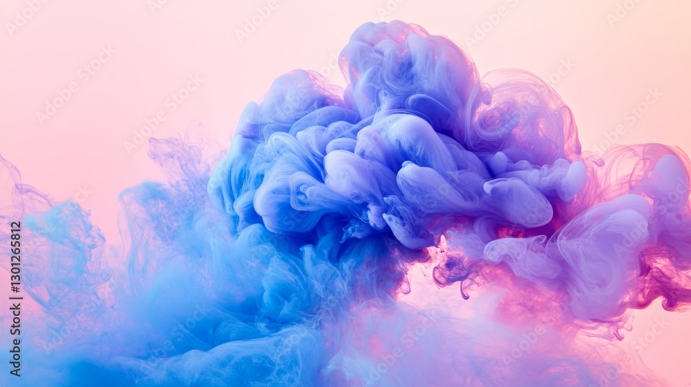 Obraz premium Abstract Blue and Pink Ink Swirl - Stunning abstract of blue and pink ink swirling and mixing in water, creating a dreamy, ethereal effect. Perfect for design projects