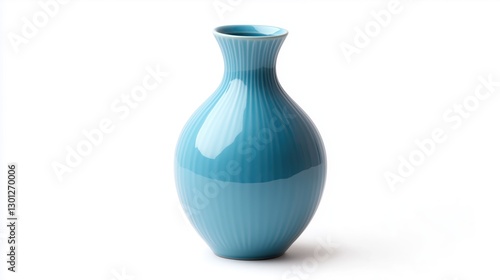 Stylish empty blue vase on a white background.