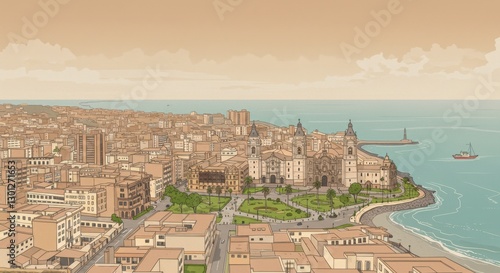 Lima, Peru Skyline: Plaza Mayor and Historic Center in Sandy Beige