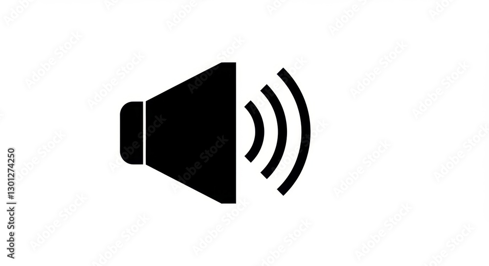 Minimalist Speaker Illustration with Sound Waves Minimalist Speaker Illustration with Sound Waves
