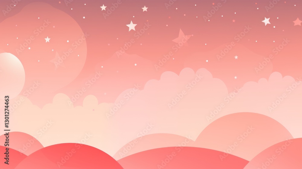 Dreamy pastel landscape with soft clouds and twinkling stars background vector Dreamy pastel landscape with soft clouds and twinkling stars background vector