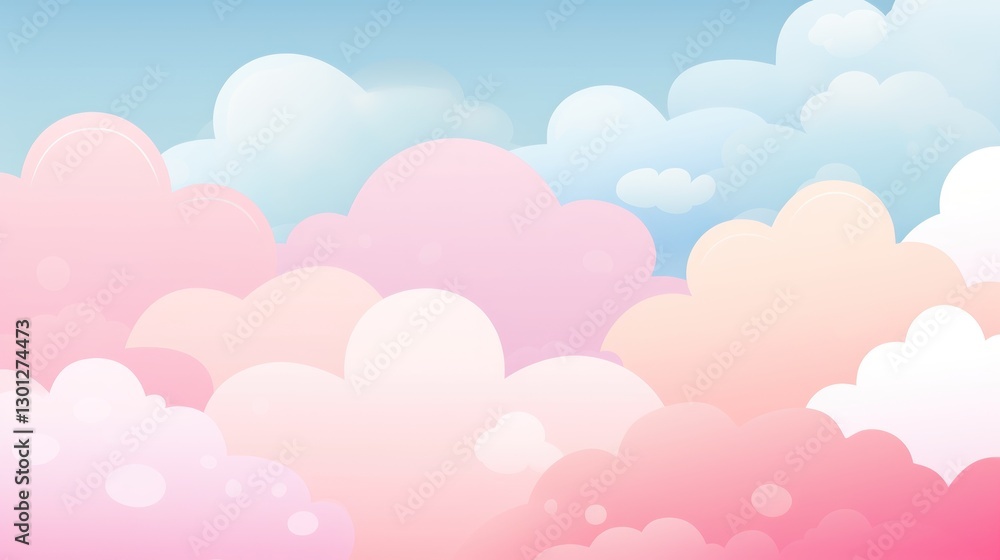 Pastel Clouds Fantasy Backdrop in Gentle Shades of Pink and Blue Hues Pastel Clouds Fantasy Backdrop in Gentle Shades of Pink and Blue Hues