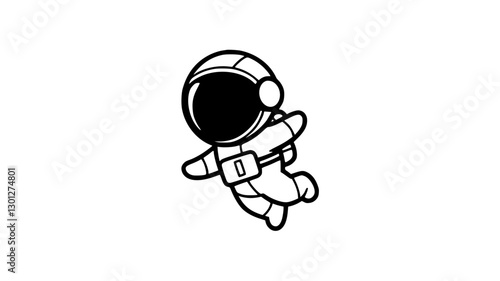 Cartoon Astronaut Silhouette Logo in Floating Pose Generative AI