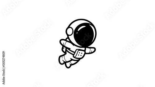 Cartoon Astronaut Silhouette Logo in Floating Pose Generative AI